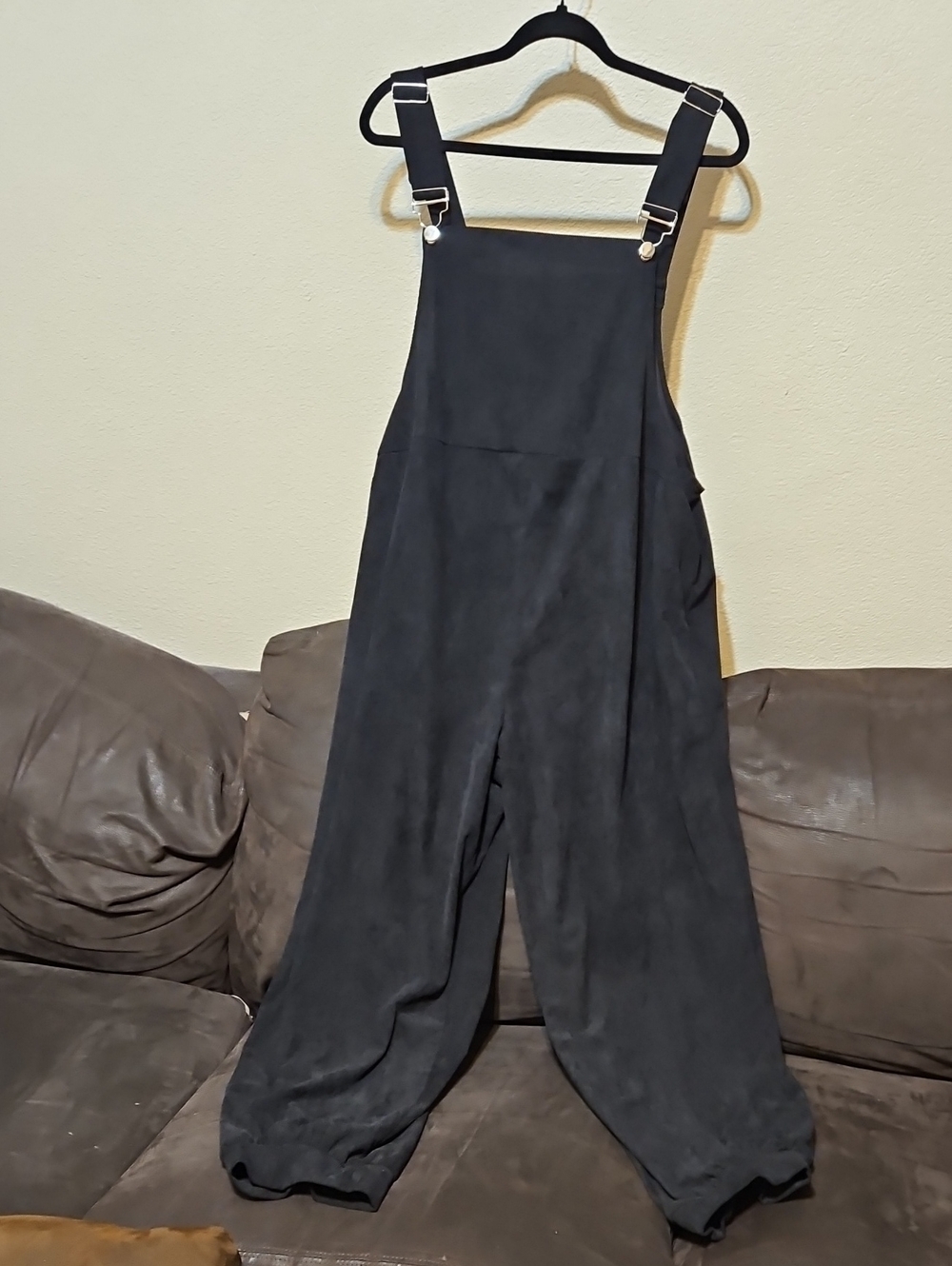 SHEIN Black Corduroy Overall Jumpsuit with Adjustable Straps
